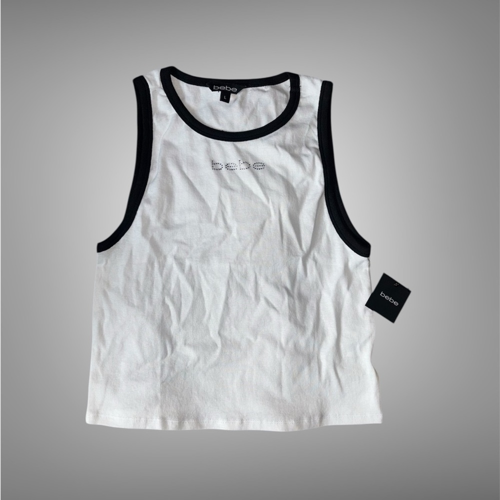 Bebe White Top with Dark Trim